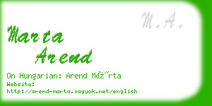 marta arend business card